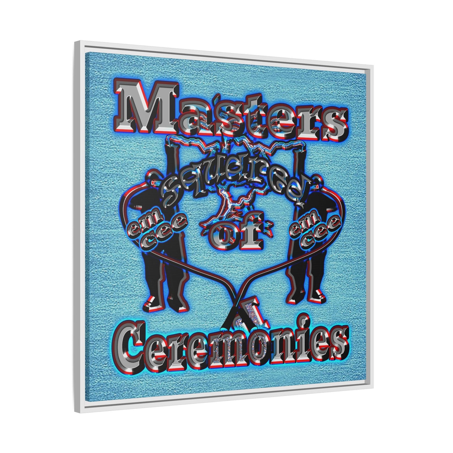 em cee squared - framed canvas art (faded blue)