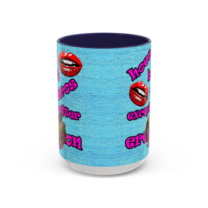 hoes b4 bros - Accent Mug (faded blue)