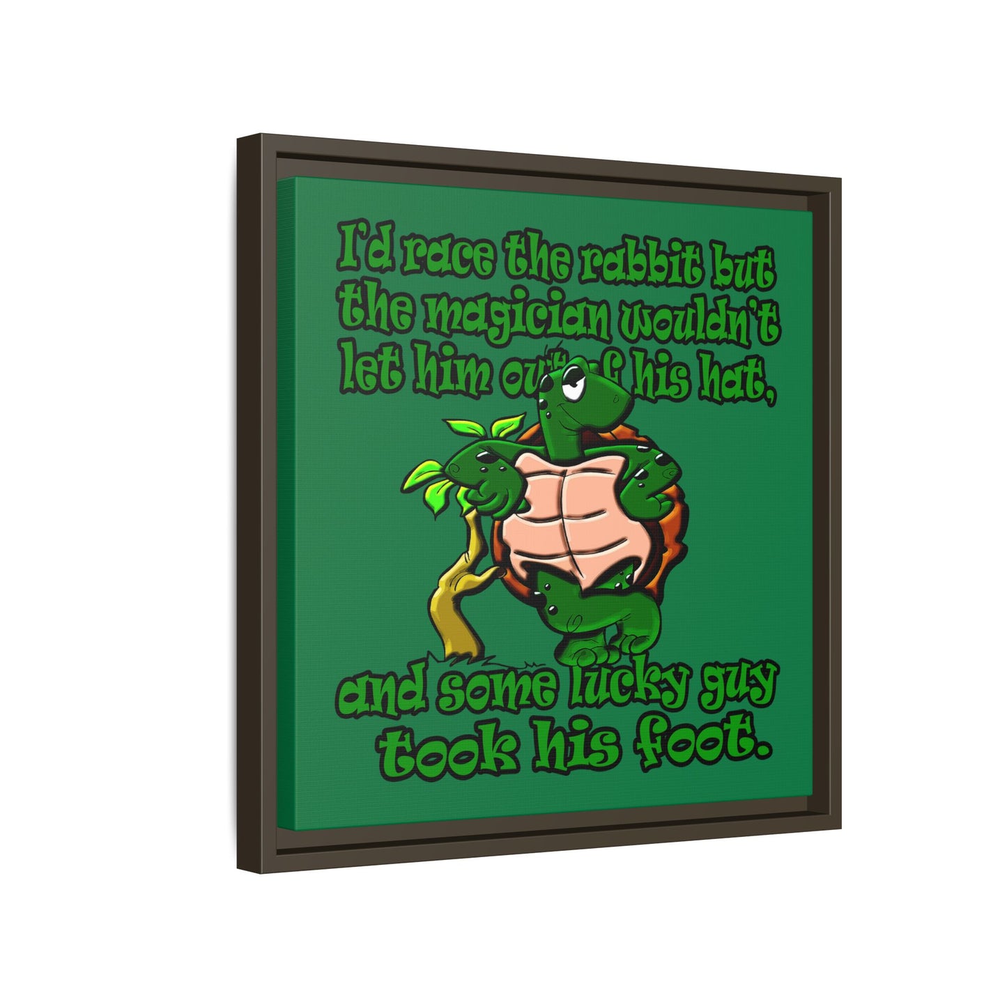turtle race - framed canvas art (dark green)