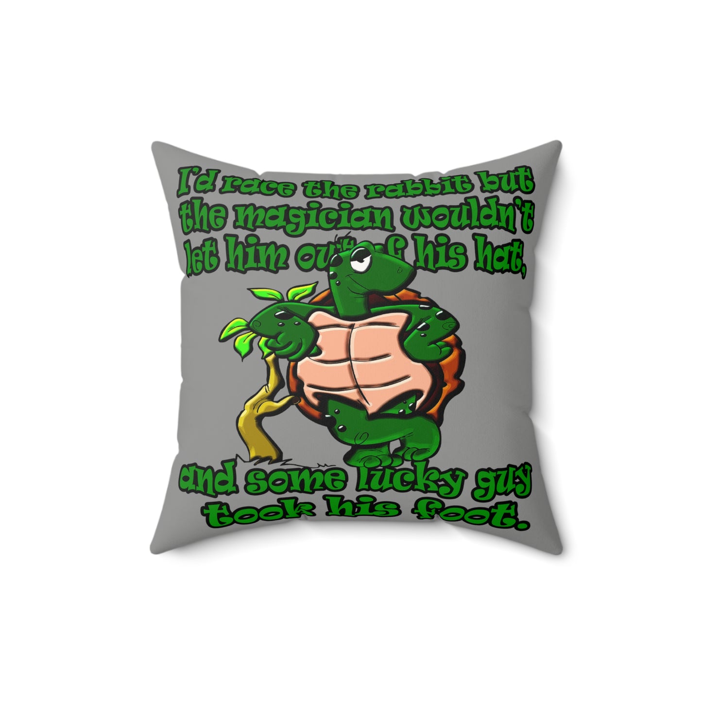 turtle race - Faux Suede Square Pillow - (grey)