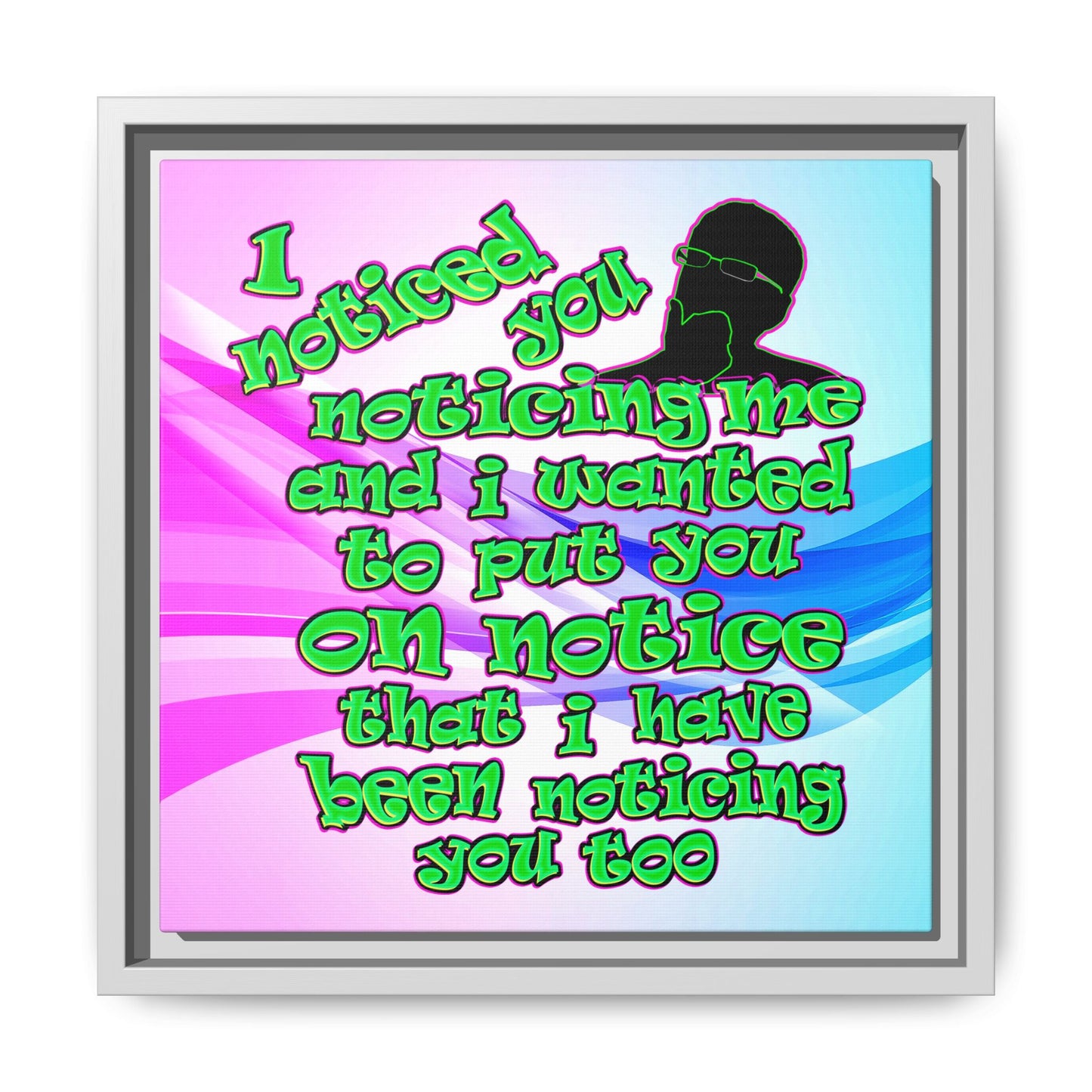 noticed you noticing - framed canvas art (light blue-pink wave)