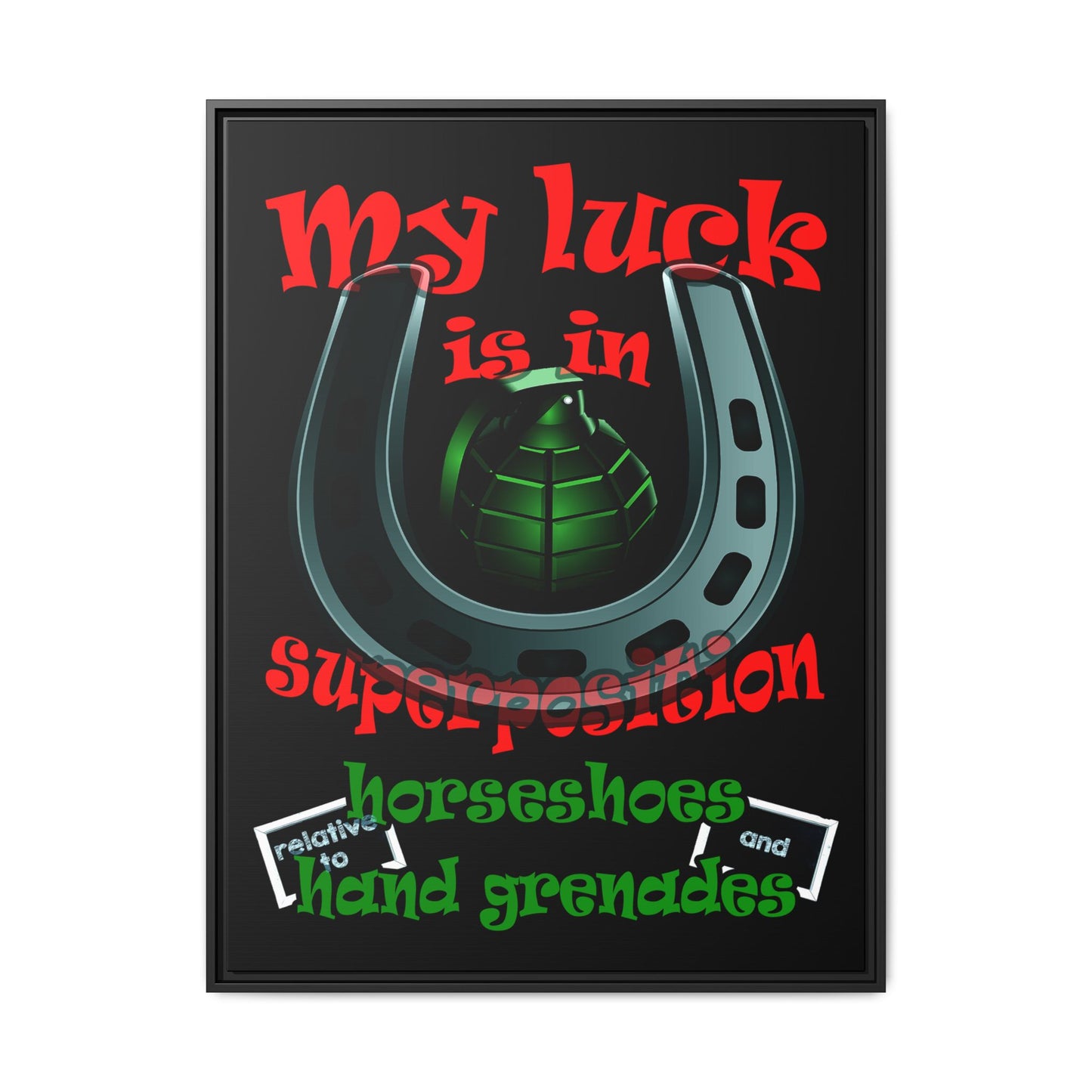 my luck - framed canvas art (black)