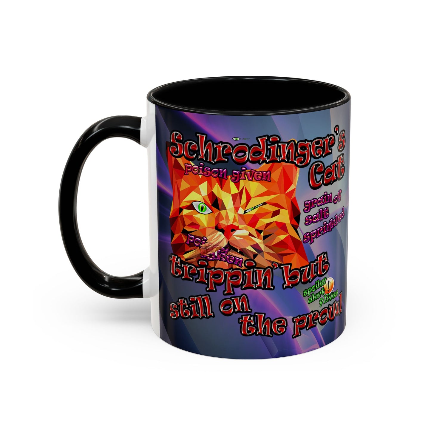 schrodinger's cat - Accent Mug (grey-pink wave)