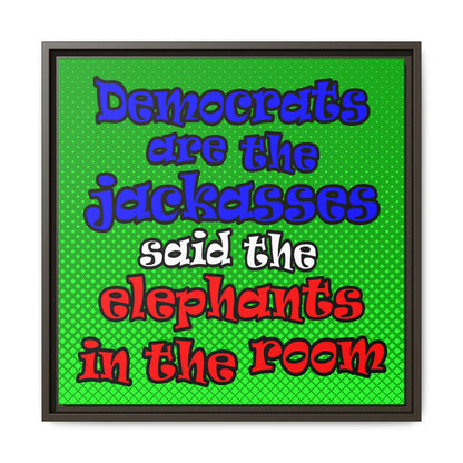 donkeys and elephants - framed canvas art (logo green)