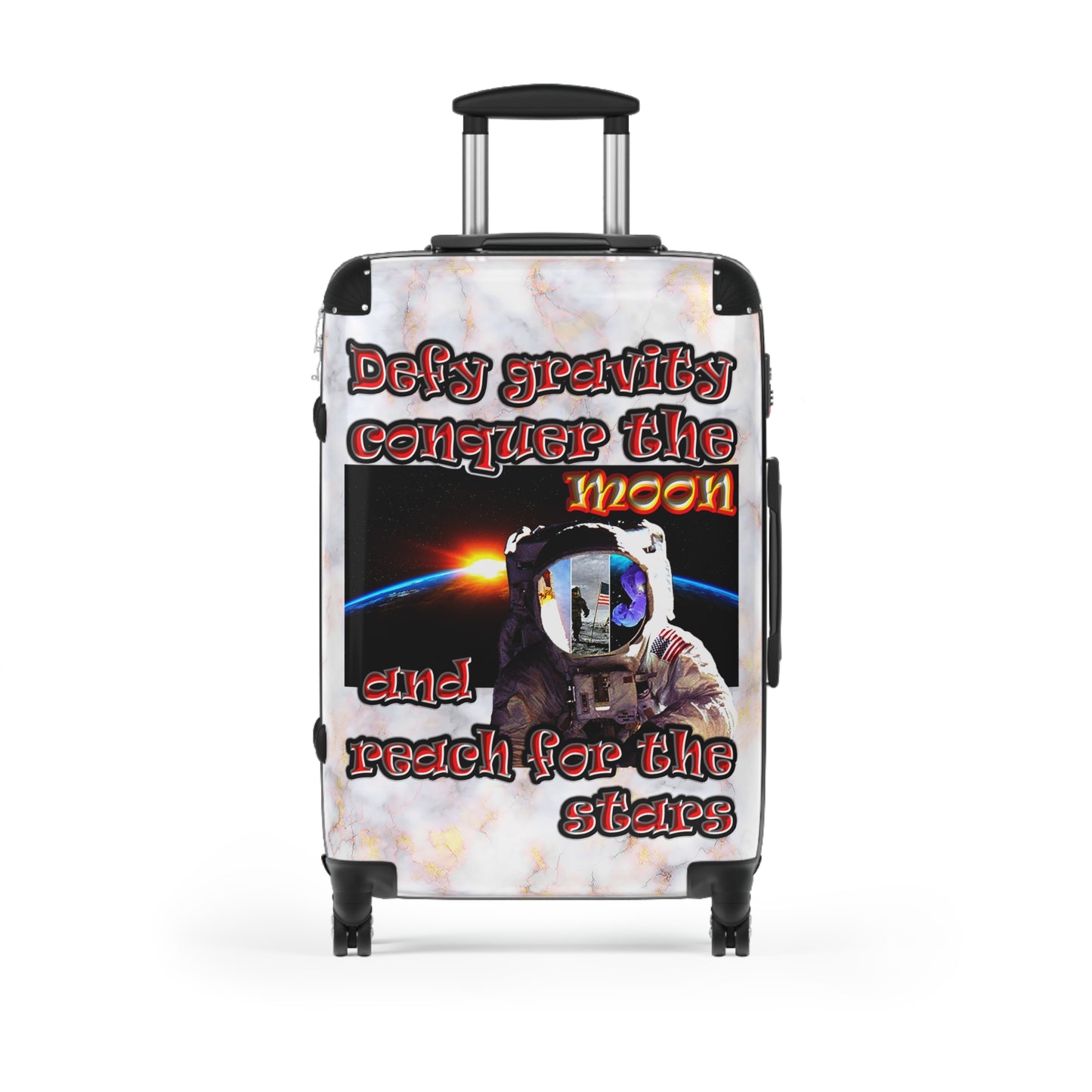 defy conquer reach - Suitcase (white marble)