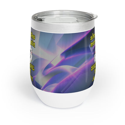 shoot the moon again - Chill Wine Tumbler (grey-pink wave)