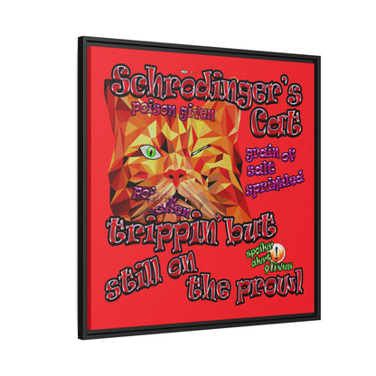 schrodinger's cat - framed canvas art (red)