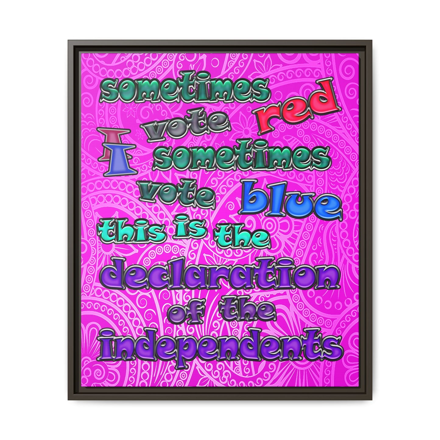 declaration of the independents - framed canvas art (pink swirl)