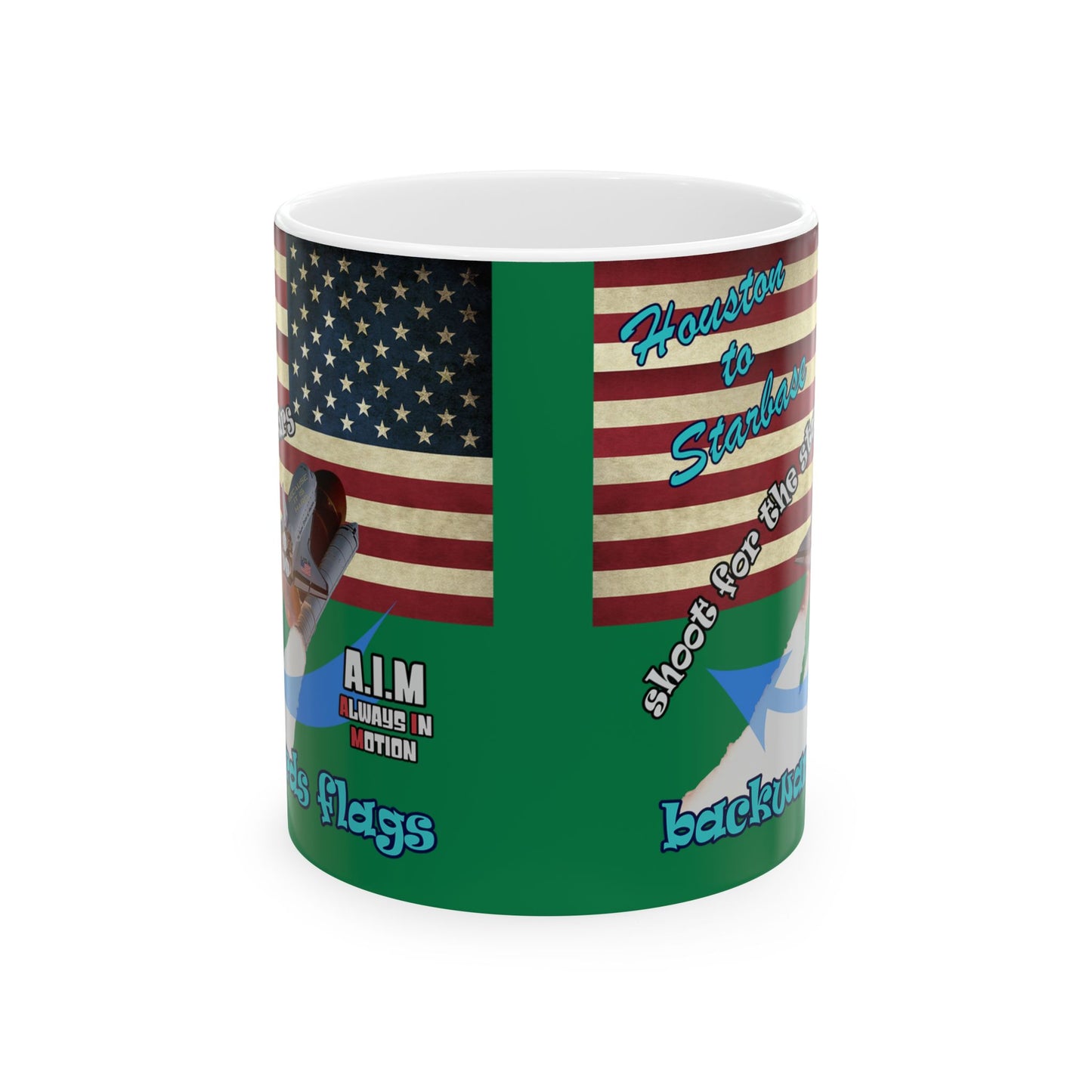 shoot for the stars - White Mug (dark green)