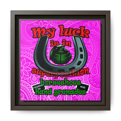 my luck - framed canvas art (pink swirl)