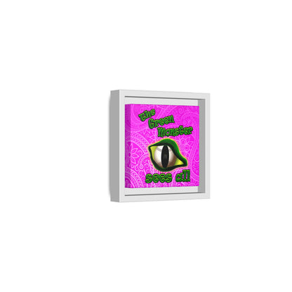green monster - framed canvas art (pink swirl)