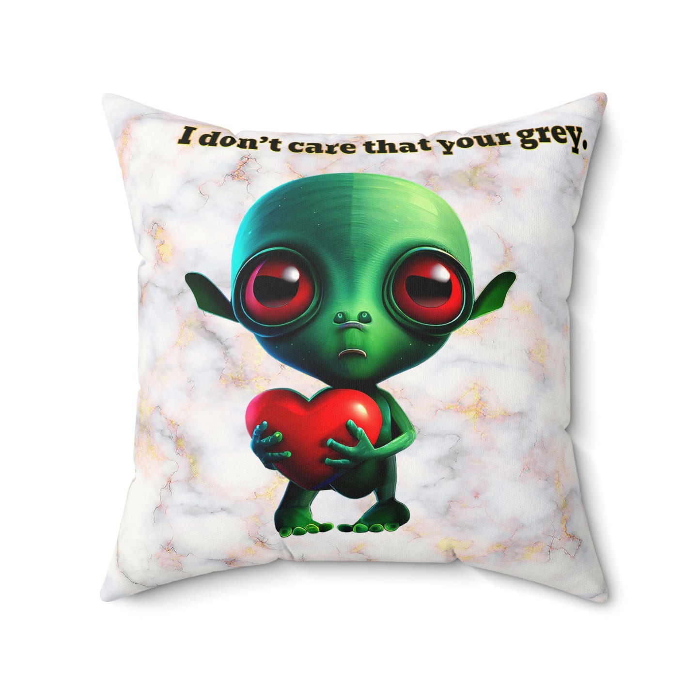 I don't care that your grey - Faux Suede Square Pillow - (white marble)