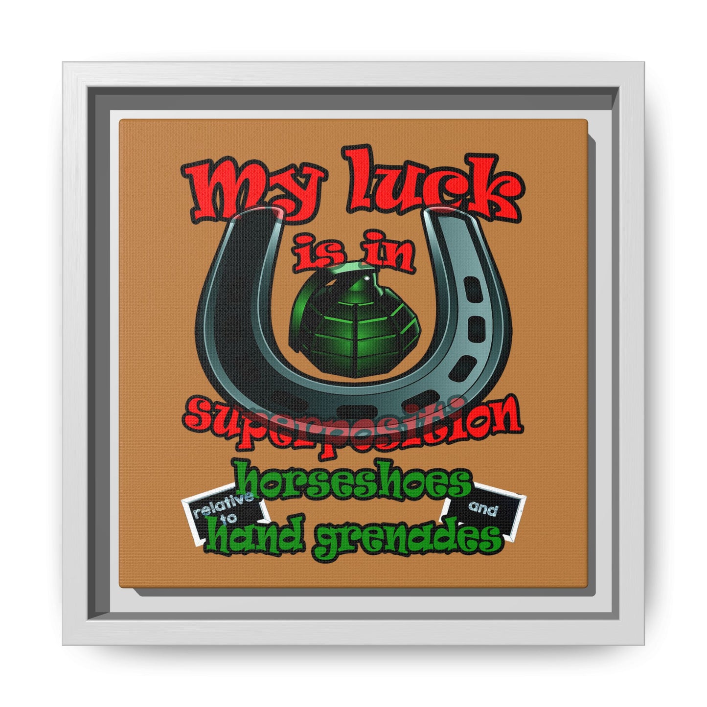 my luck - framed canvas art (light brown)