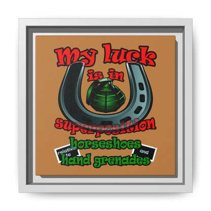 my luck - framed canvas art (light brown)