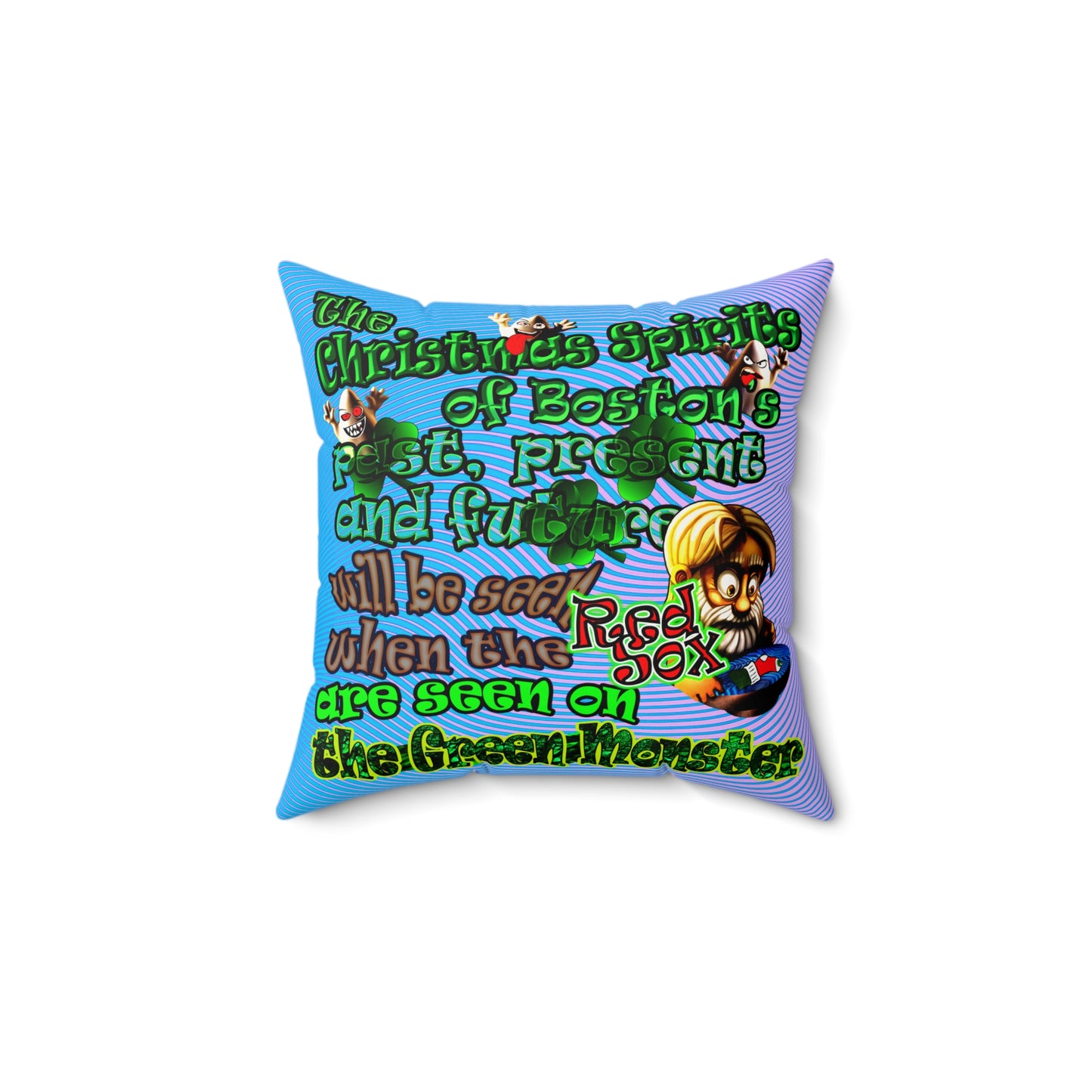 christmas spirits of boston - Faux Suede Square Pillow - (light blue-purple wave)