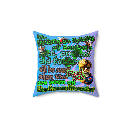 christmas spirits of boston - Faux Suede Square Pillow - (light blue-purple wave)