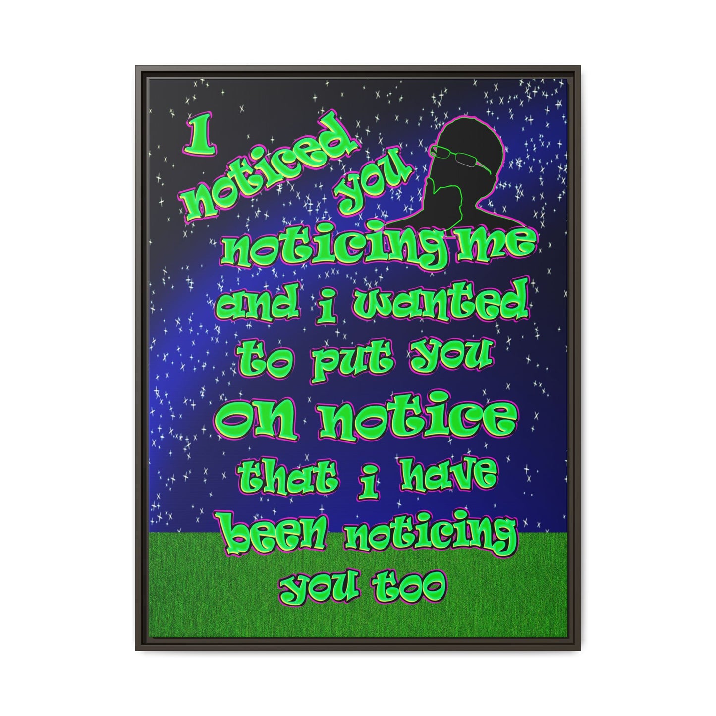 noticed you noticing - framed canvas art ('snoops' background)