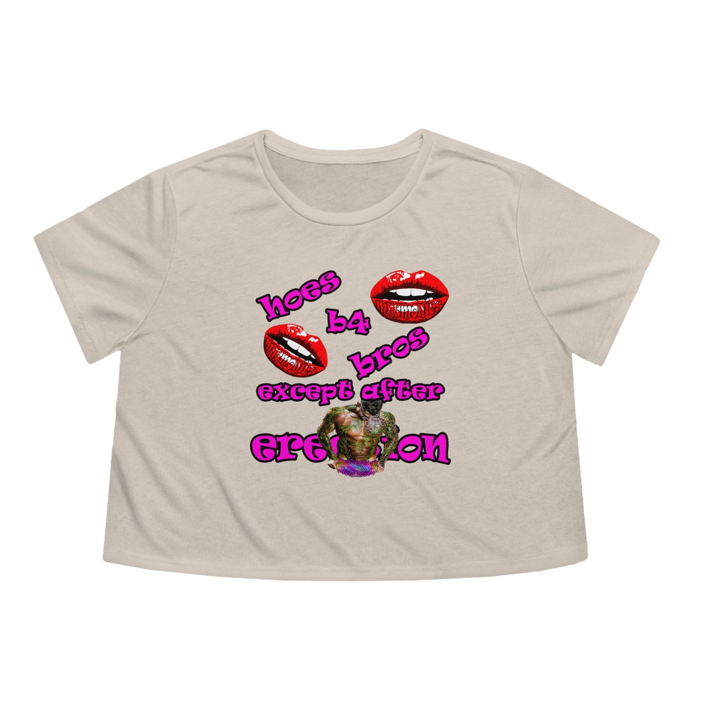 hoes b4 bros - Women's Flowy Cropped Tee