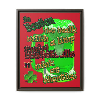 celtics logo - framed canvas art (dark red)
