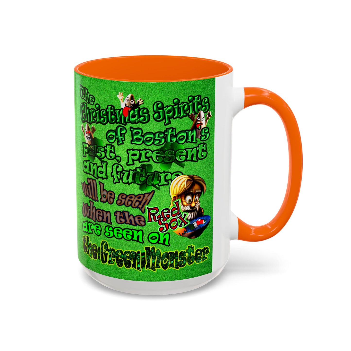 christmas spirits of boston - Accent Mug (green turf)