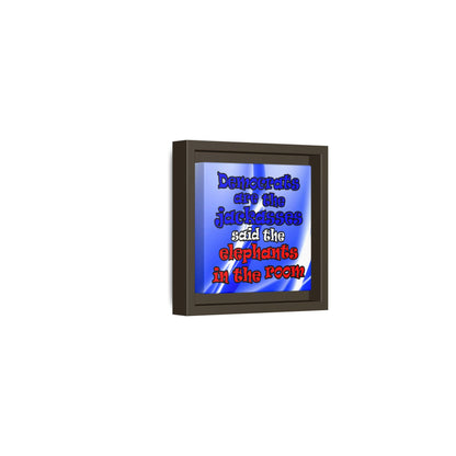 donkeys and elephants - framed canvas art (blue-white wave)