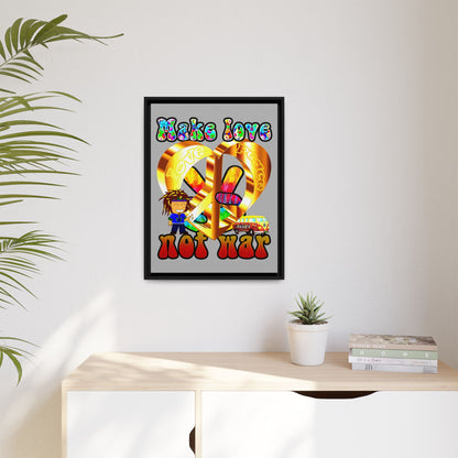 love peace - framed canvas art (light grey)