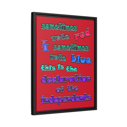 declaration of the independents - framed canvas art (dark red)