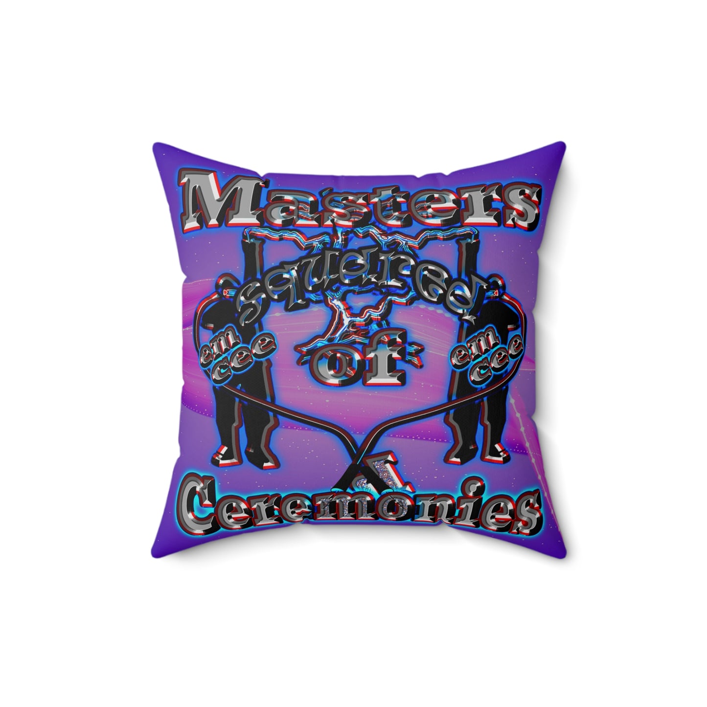 em cee squared - Spun Polyester Square Pillow - (purple-pink wave)