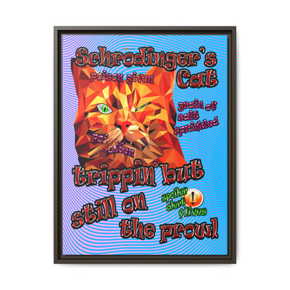 schrodinger's cat - framed canvas art (light blue-purple wave)