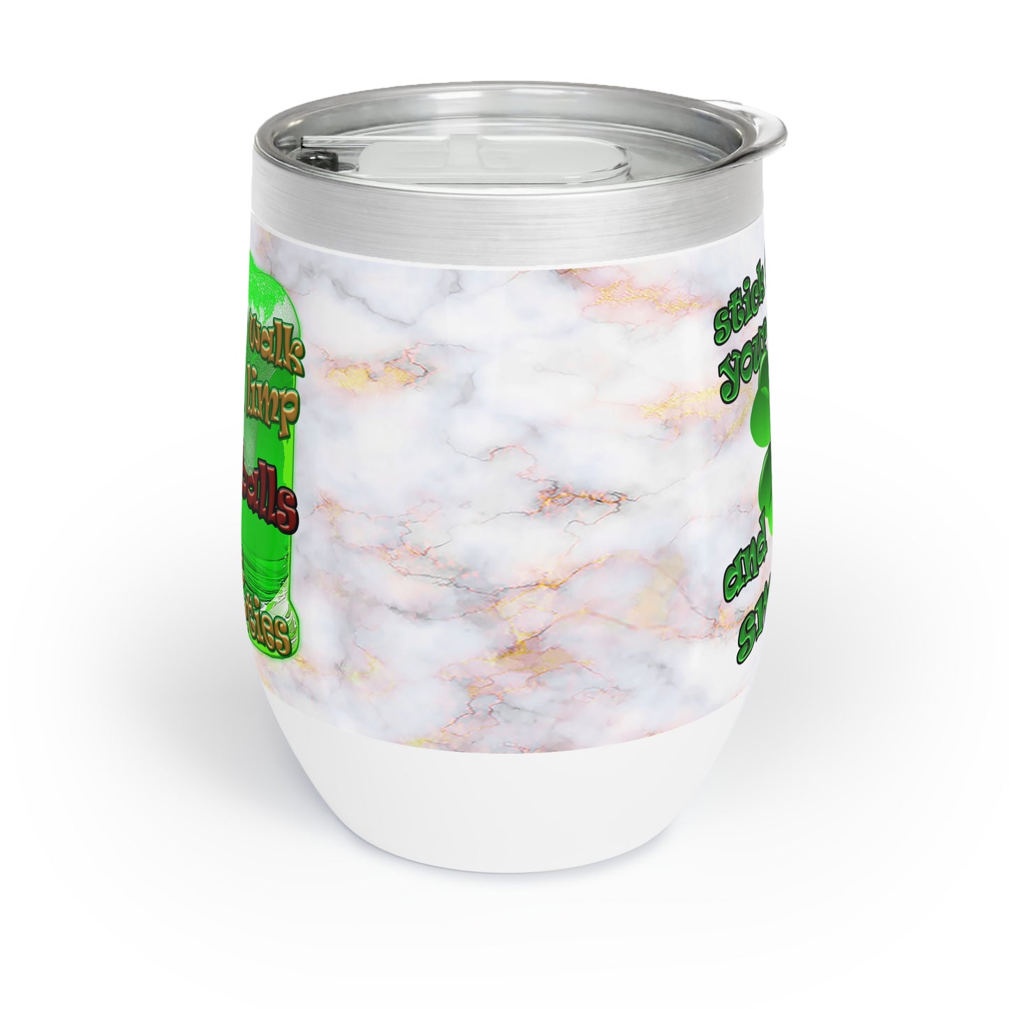 celtics logo - Chill Wine Tumbler (white marble)