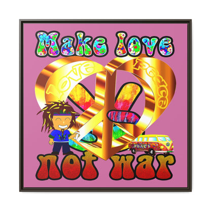 love peace - framed canvas art (light pink)