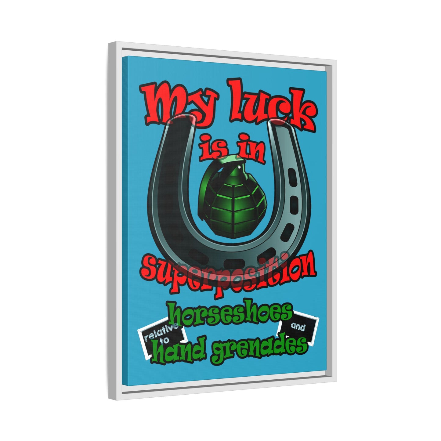 my luck - framed canvas art (turquoise)