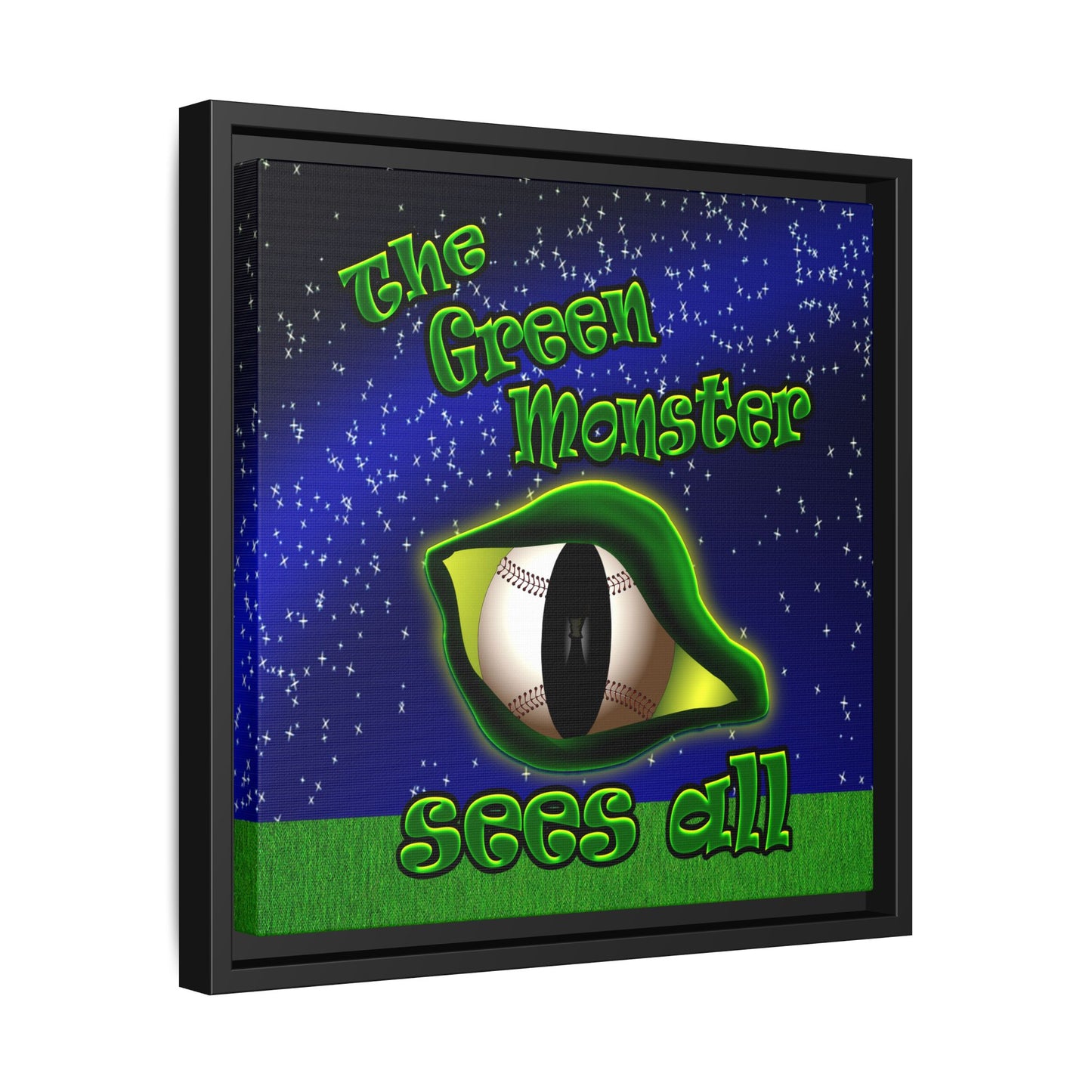 green monster - framed canvas art ('snoops' background)