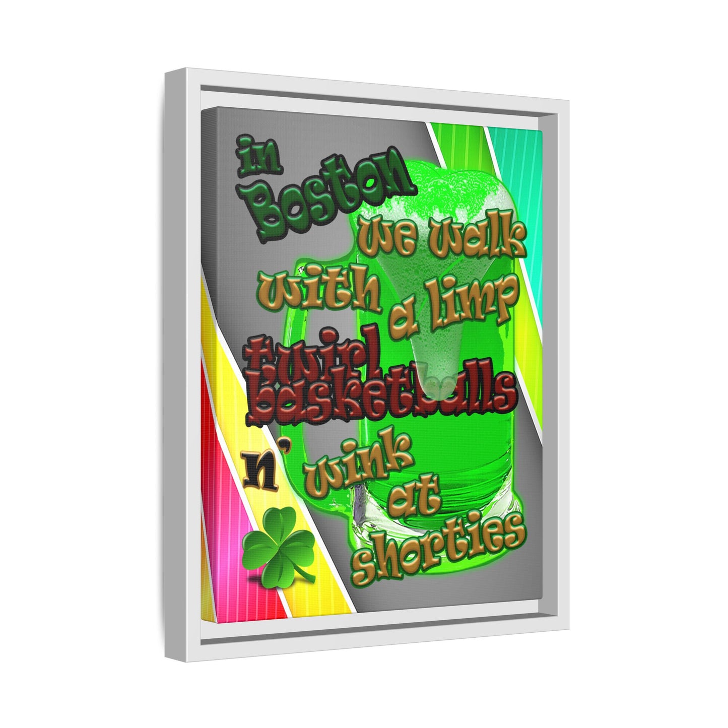 celtics logo - framed canvas art (rainbow split)