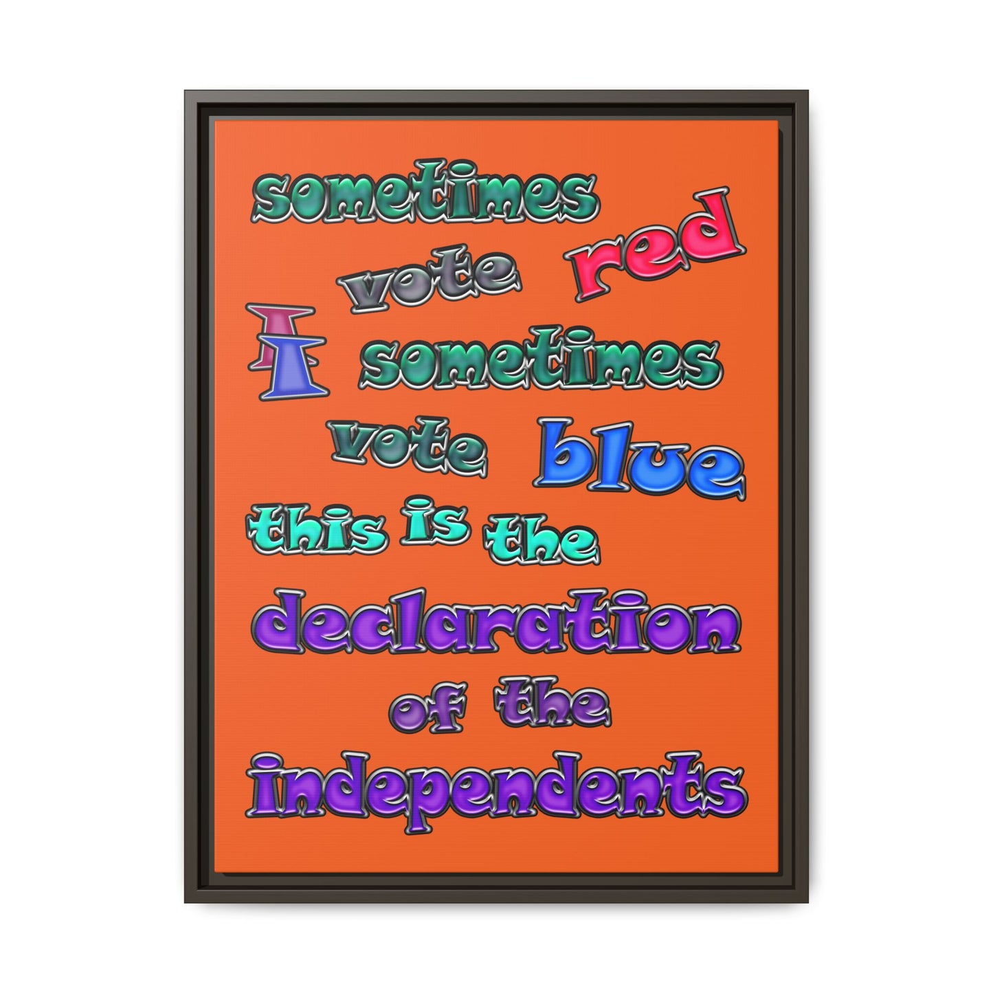 declaration of the independents - framed canvas art (orange)