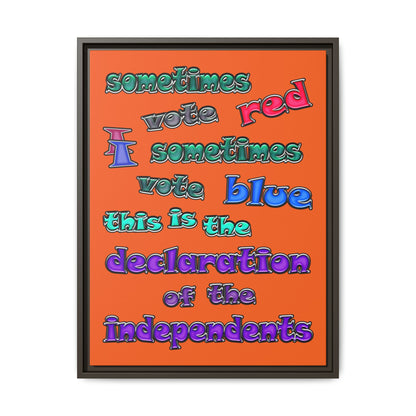 declaration of the independents - framed canvas art (orange)
