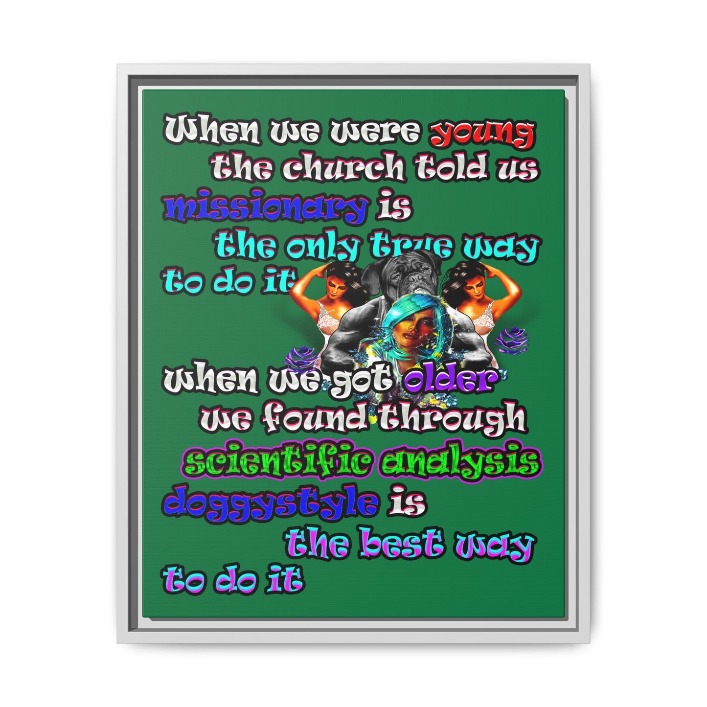 doggystyle - framed canvas art (dark green)
