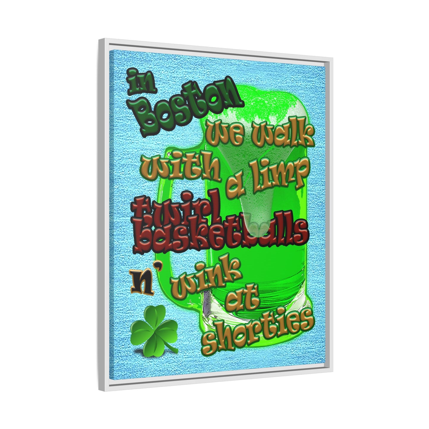 celtics logo - framed canvas art (faded blue)