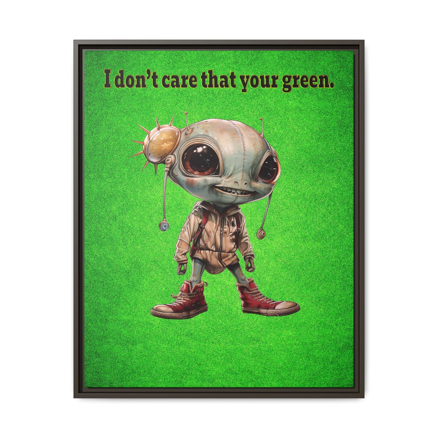 I don't care that your green - framed canvas art (green turf)