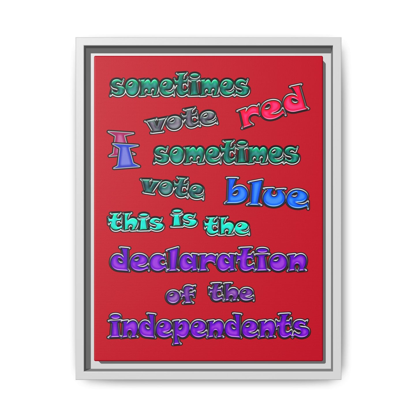 declaration of the independents - framed canvas art (dark red)