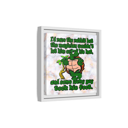 turtle race - framed canvas art (white marble)