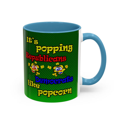 popping like popcorn - Accent Mug (logo green)
