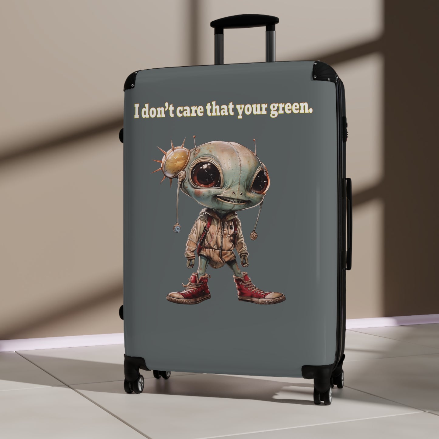 I don't care that your green - Suitcase (dark grey)