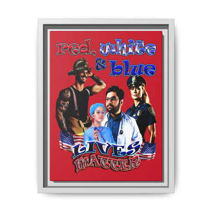 rw&b lives matter - framed canvas art (dark red)