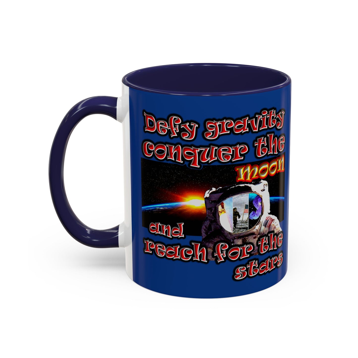 defy conquer reach - Accent Mug (dark blue)