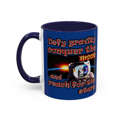 defy conquer reach - Accent Mug (dark blue)