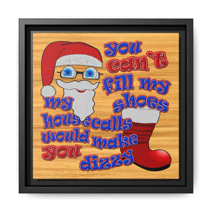santa's shoes - framed canvas art (butterscotch wood finish)