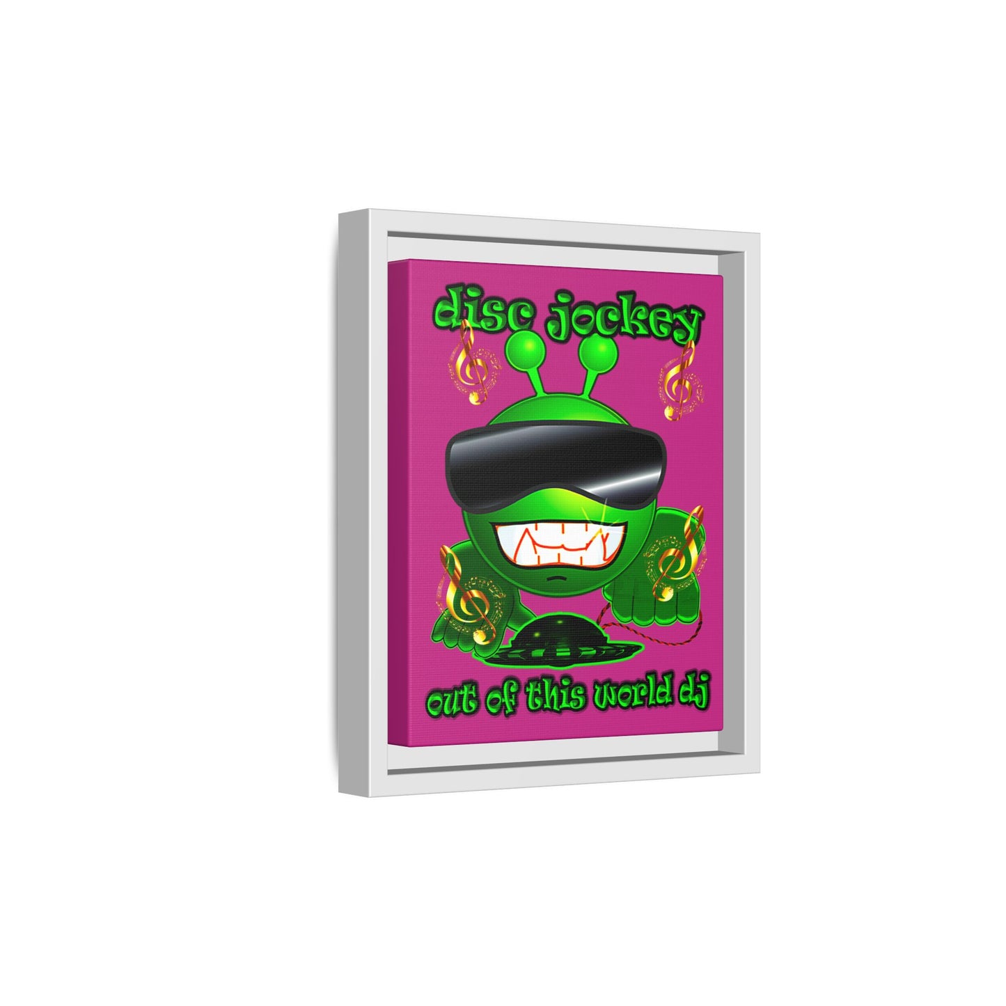 disc jockey - framed canvas art (pink)