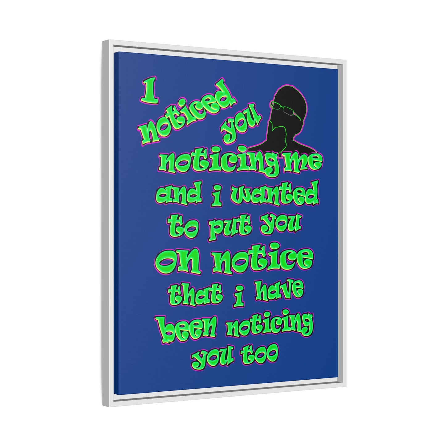 noticed you noticing - framed canvas art (dark blue)