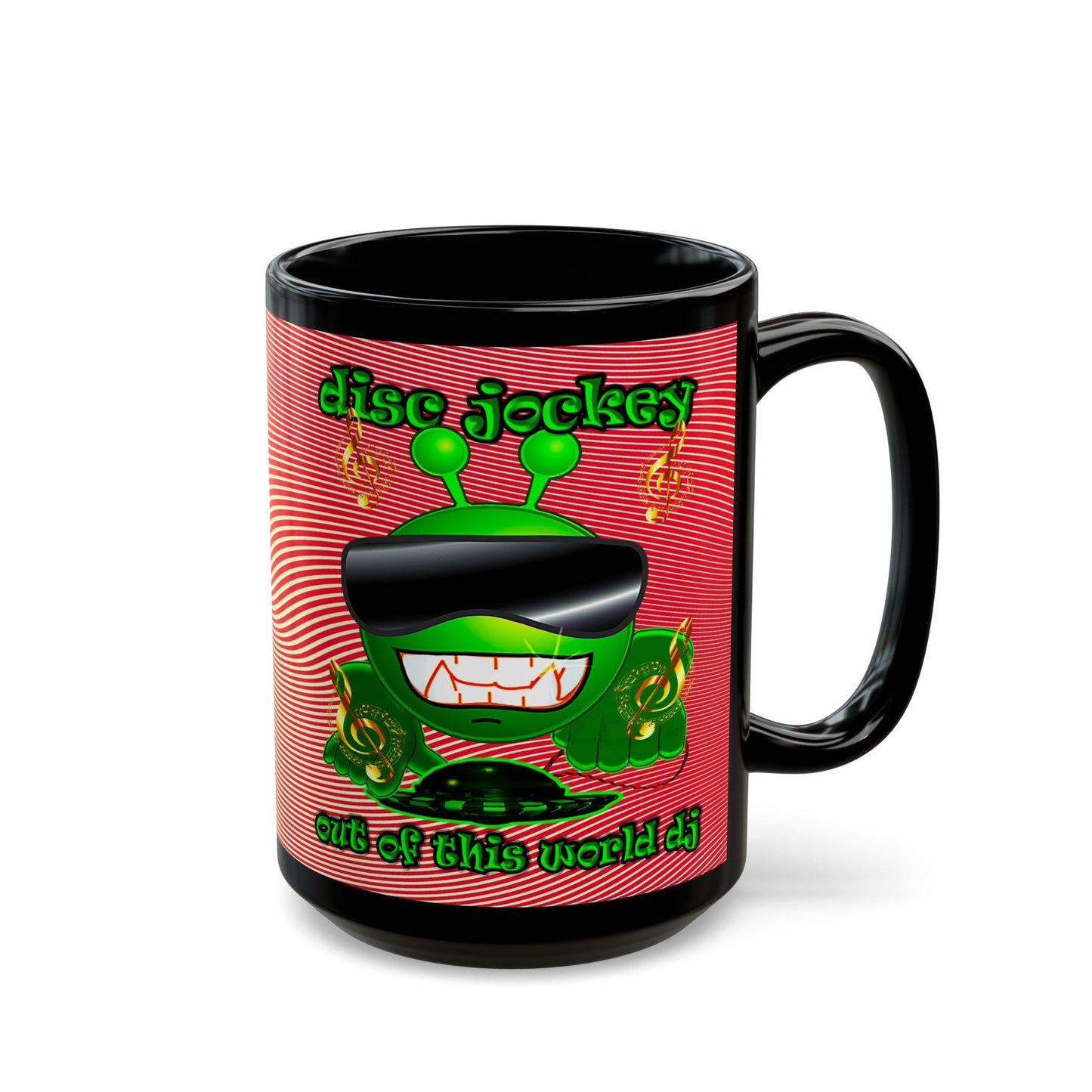 disc jockey - Black Mug (yellow-orange wave)